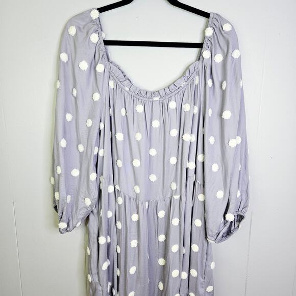 Cato Light Purple Embroidered Textured Polka Dot Knee Length Dress Size 18/20 - Picture 7 of 12